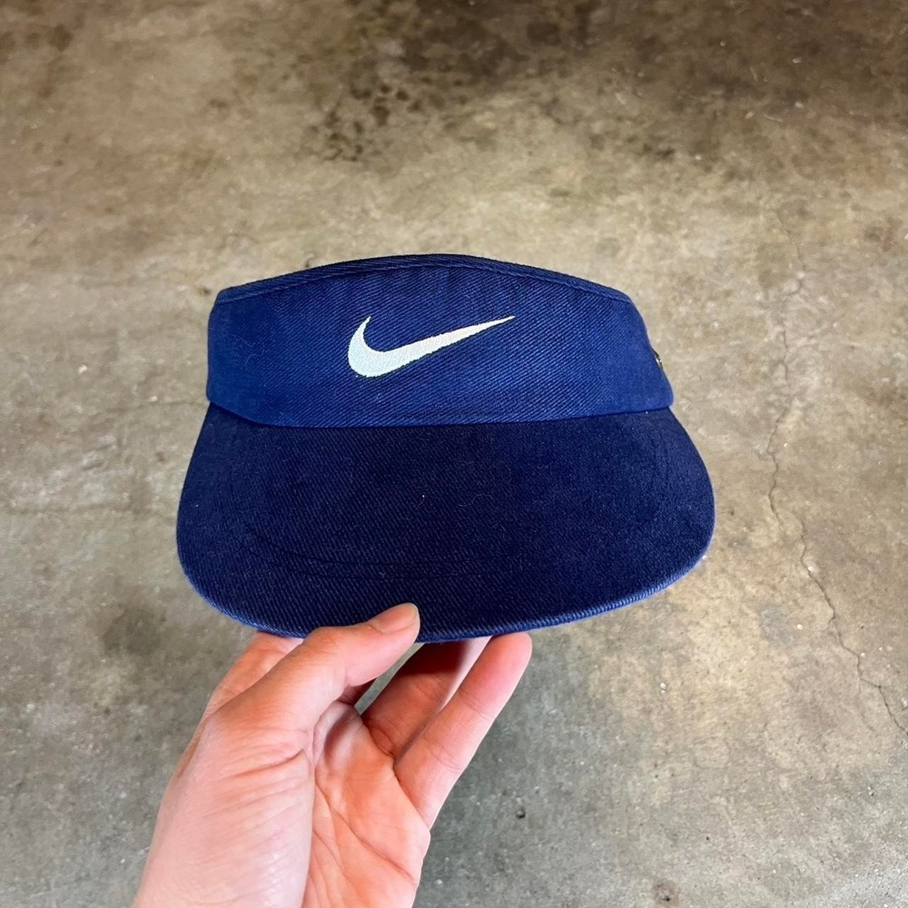 Vintage 90s Nike navy blue visor with white swoosh